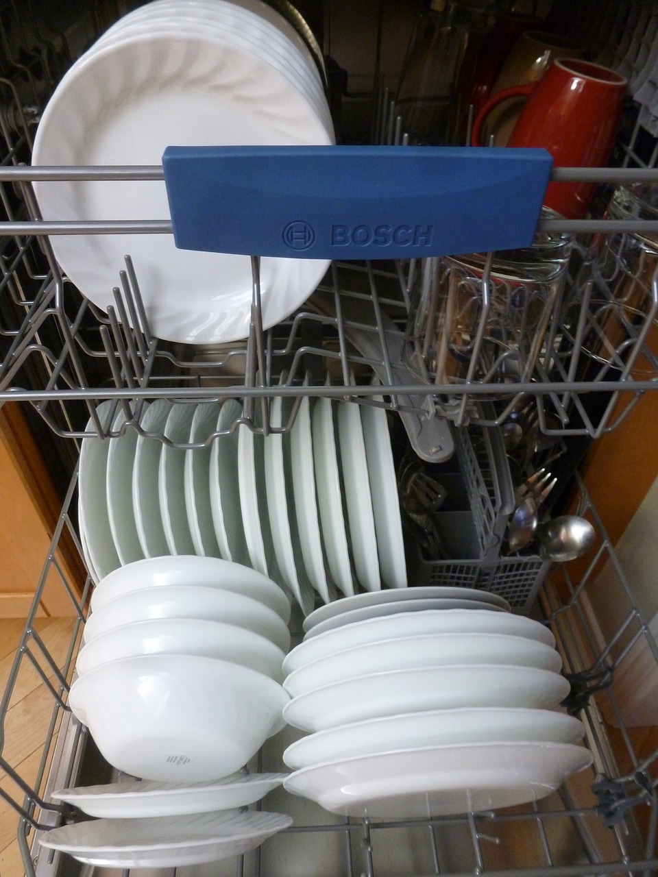 dishwasher, interior, dishes